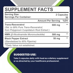 G-TN Glorifikation NMN Trans-Resveratrol Capsules 1100mg, 60 Capsules