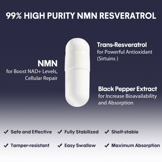 G-TN Glorifikation NMN Trans-Resveratrol Capsules 1100mg, 60 Capsules
