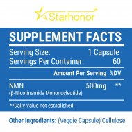 Starhonor NMN Supplement 500mg,Pure NMN Nicotinamide Mononucleotide, Stabilized Form Boost NAD+ for Anti Aging & Antioxidant, Energy Supplement,Cellular Repair & Healthy,60 Capsules