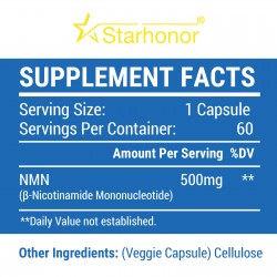 Starhonor NMN Supplement 500mg,Pure NMN Nicotinamide Mononucleotide, Stabilized Form Boost NAD+ for Anti Aging & Antioxidant, Energy Supplement,Cellular Repair & Healthy,60 Capsules Starhonor NMN Supplement 500mg,Pure NMN Nicotinamide Mononucleotide, Stabilized Form Boost NAD+ for Anti Aging & Antioxidant, Energy Supplement,Cellular Repair & Healthy,60 Capsules
